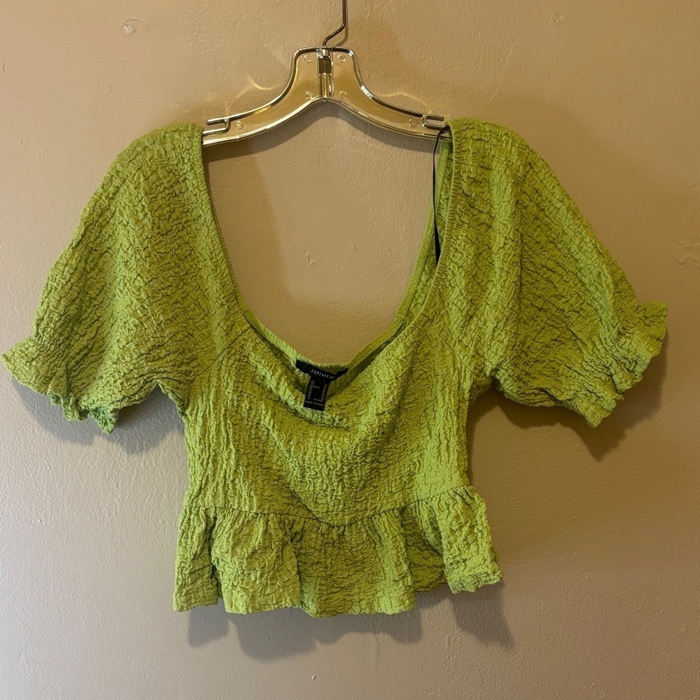 Forever 21 Lime Green Textured Crop Top